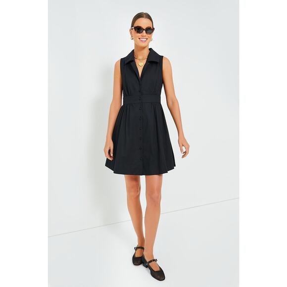 POMANDER PLACE Black Sleeveless Noelle Shirt Dress Size M NWT - Picture 1 of 7